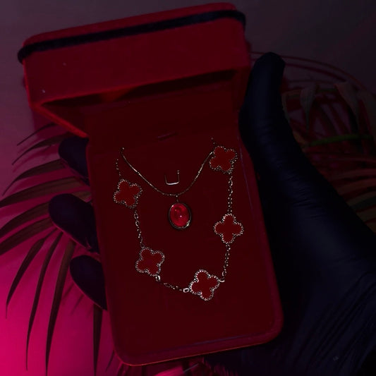Coffret collier & bracelet élégant – Édition chic vert rouge