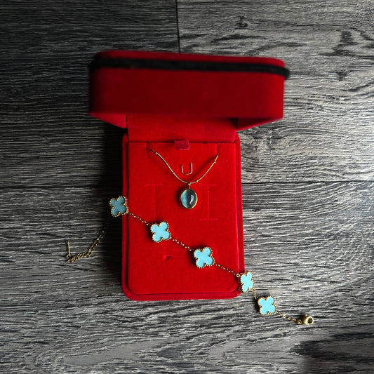 Coffret collier & bracelet élégant – Édition chic vert rouge bleu